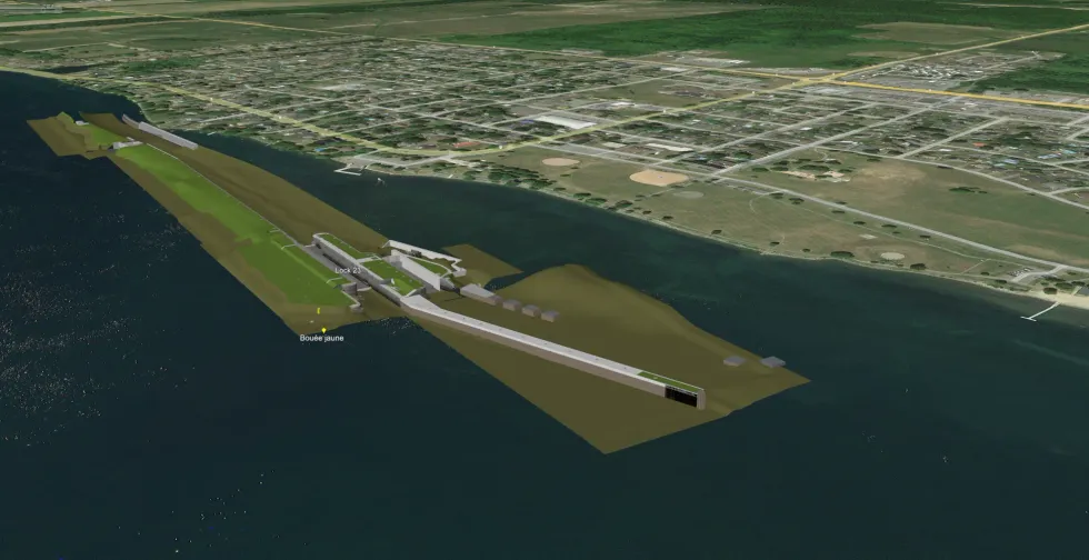 View of the 3D model of Lock 23 in Google Earth